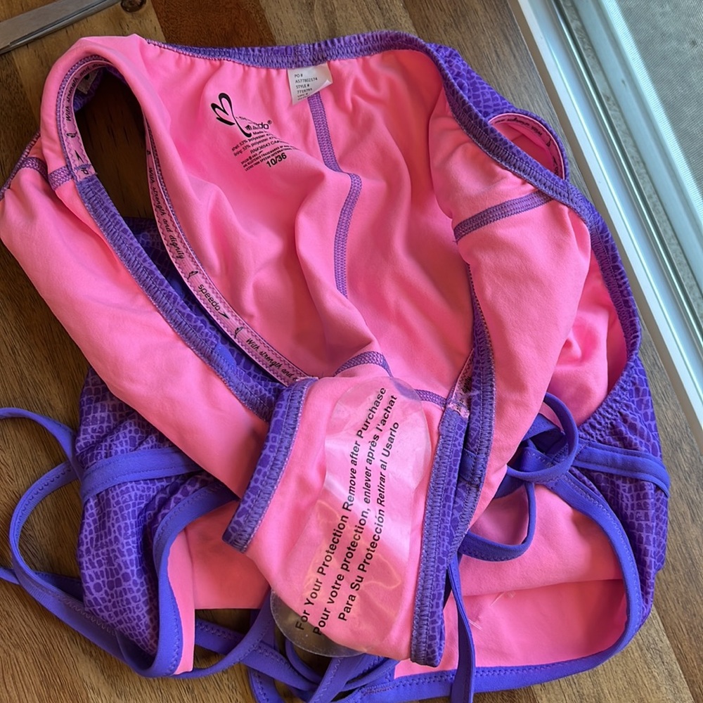 NEW Speedo Missy Franklin Endurance Lite Lilac Purple Reptile One Piece Swim 10 - Picture 5 of 11